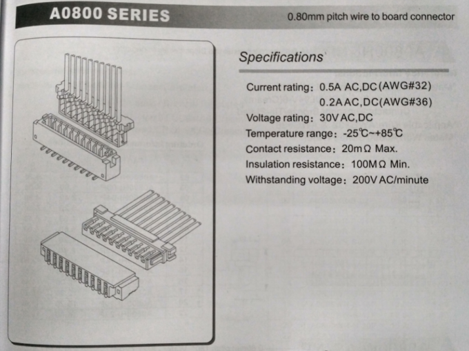0.8mm pitch Insulation Displacement Connector SUR connector for AWG32#
